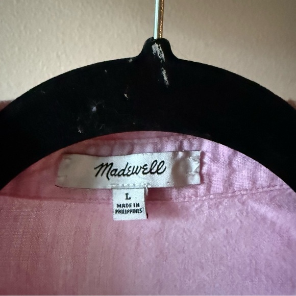 Madewell Pink Button-Down Tie-Front Shirt - Picture 3 of 4